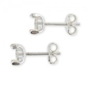 925 Sterling Silver Cabochon Earstuds x2|raw }}