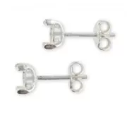 925 Sterling Silver Cabochon Earstuds x2