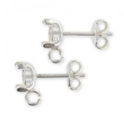 925 Sterling Silver Cabochon Earstuds x2|raw }}
