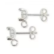 925 Sterling Silver Cabochon Earstuds x2