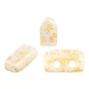 2x5mm Piros® Glass beads by Puca® - Opaque White Gold Splash x10g