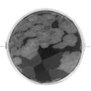 9mm 925 Sterling Silver Round faceted gemstone bead - Speckled Obsidian x1|raw }}