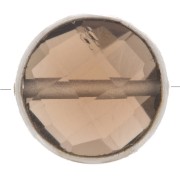 9mm 925 Sterling Silver Round faceted gemstone bead - Smoky Quartz x1|raw }}