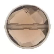 9mm 925 Sterling Silver Round faceted gemstone bead - Smoky Quartz x1