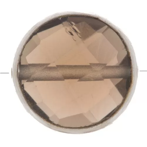 9mm 925 Sterling Silver Round faceted gemstone bead - Smoky Quartz x1