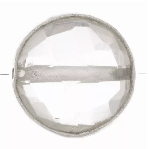 9mm 925 Sterling Silver Round faceted gemstone bead - Rock crystal x1