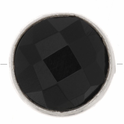 9mm 925 Sterling Silver Round faceted gemstone bead - Black Onyx x1
