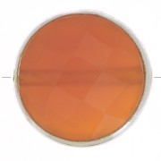 9mm 925 Sterling Silver Round faceted gemstone bead - Carnelian x1