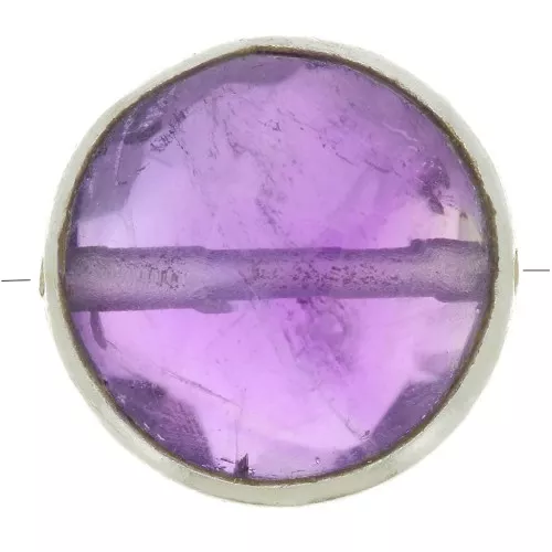 9mm 925 Sterling Silver Round faceted gemstone bead - Amethyst x1