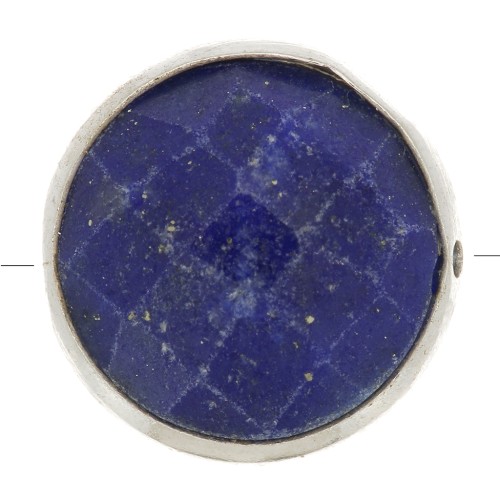 9mm 925 Sterling Silver Round faceted gemstone bead - Lapis lazuli x1