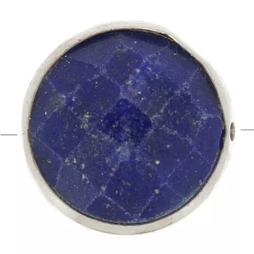 9mm 925 Sterling Silver Round faceted gemstone bead - Lapis lazuli x1