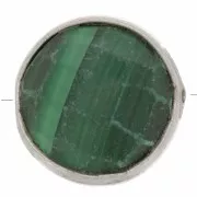 9mm 925 Sterling Silver Round faceted gemstone bead - Malachite x1