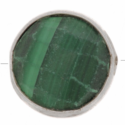 9mm 925 Sterling Silver Round faceted gemstone bead - Malachite x1