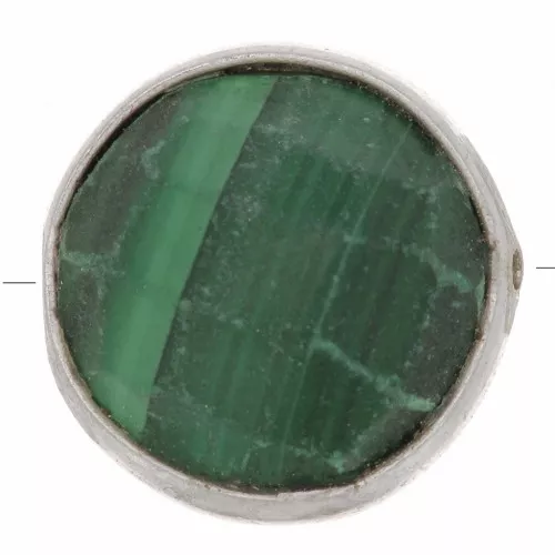 9mm 925 Sterling Silver Round faceted gemstone bead - Malachite x1
