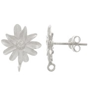 15x12mm 925 Sterling Silver Flower Earstuds with Open Ring x2|raw }}