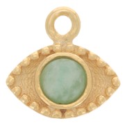 10mm 925 Sterling Silver eye charm for 4 mm cabochon - Fine Gold Plated x1