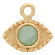 10mm 925 Sterling Silver eye charm for 4 mm cabochon - Fine Gold Plated x1