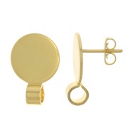10mm Disc EarStuds with open clasp - Fine Gold Plated x2|raw }}