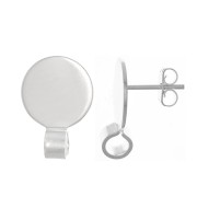 10mm Disc EarStuds with open clasp - Silver Tone x2