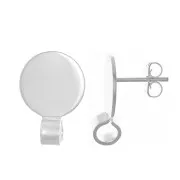 10mm Disc EarStuds with open clasp - Silver Tone x2