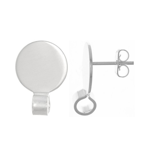 10mm Disc EarStuds with open clasp - Silver Tone x2