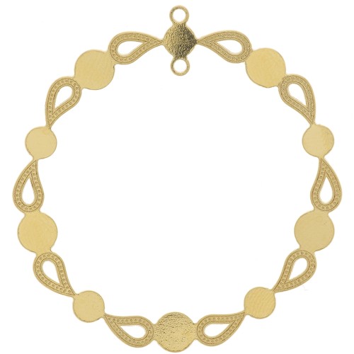 39 mm Round pendant for 4mm & 5mm cabochon - Fine Gold Plated x1