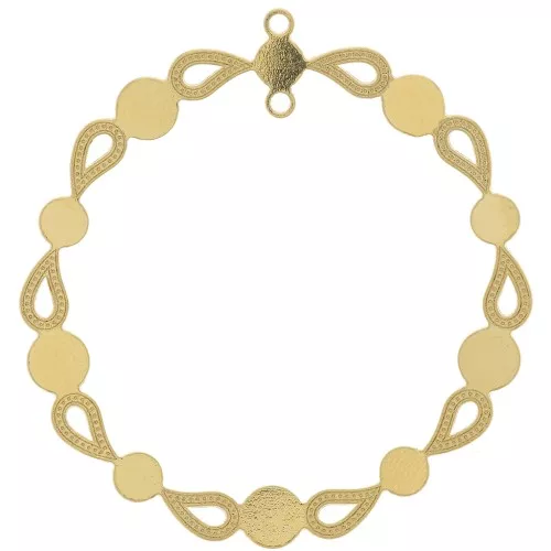 39 mm Round pendant for 4mm & 5mm cabochon - Fine Gold Plated x1
