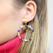 39 mm Round pendant for 4mm & 5mm cabochon - Fine Gold Plated x1