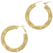 45mm Wide Hammered hoop earrings - Fine Gold plated x2|raw }}