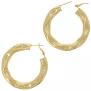 45mm Wide Hammered hoop earrings - Fine Gold plated x2