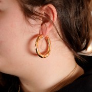 45mm Wide Hammered hoop earrings - Fine Gold plated x2