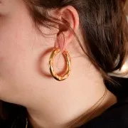 45mm Wide Hammered hoop earrings - Fine Gold plated x2