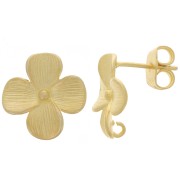 14x13mm Flower earstuds - with open hoop - Matt gold x2|raw }}