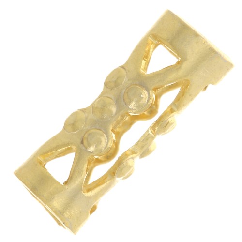 8x3mm filigree tubes Beads with small balls - Fine Gold plated x6