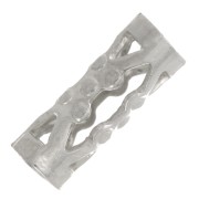 8x3mm filigree tubes Beads with small balls - Rhodium plated x6