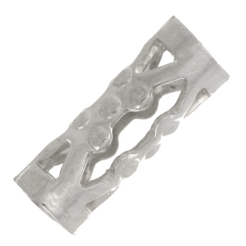 8x3mm filigree tubes Beads with small balls - Rhodium plated x6