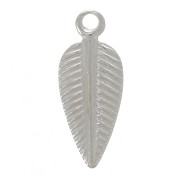 11x4mm leaf Charms - Rhodium Tone x6