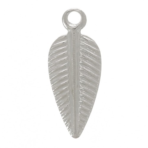 11x4mm leaf Charms - Rhodium Tone x6