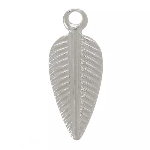11x4mm leaf Charms - Rhodium Tone x6