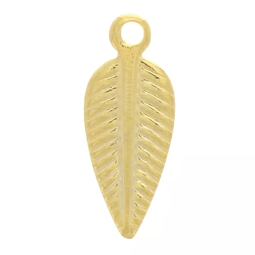 11x4mm leaf Charms - Fine Gold plated x6