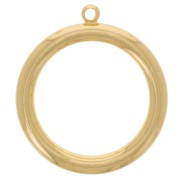 24mm Hollow Circle Pendant - Fine Gold plated x1|raw }}