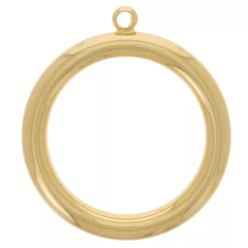 24mm Hollow Circle Pendant - Fine Gold plated x1