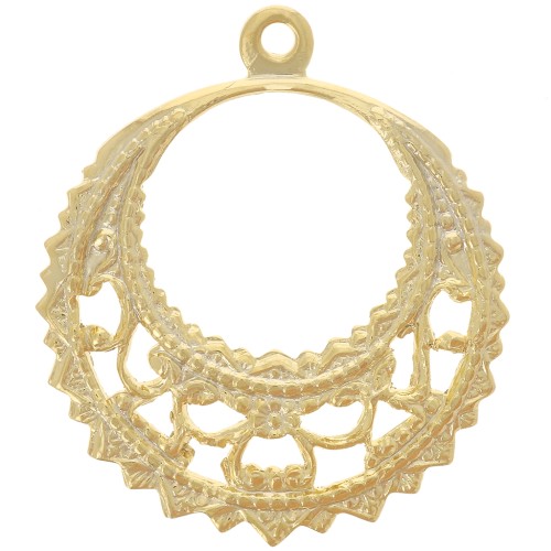 22mm Round Filigree Pendant - Fine Gold Plated x1