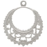 22mm Round Filigree Pendant - Rhodium Tone x1|raw }}