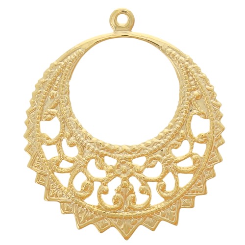 28mm Round filigree pendant - Fine Gold plated x1