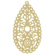50x27 mm Filigree Drop Pendant - Fine Gold plated x1|raw }}