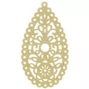 50x27 mm Filigree Drop Pendant - Fine Gold plated x1