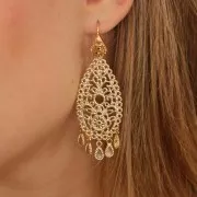 50x27 mm Filigree Drop Pendant - Fine Gold plated x1