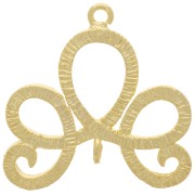 20x21mm Striated Design connector with 2 Open Rings - Fine Gold plated x1|raw }}