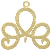 20x21mm Striated Design connector with 2 Open Rings - Fine Gold plated x1